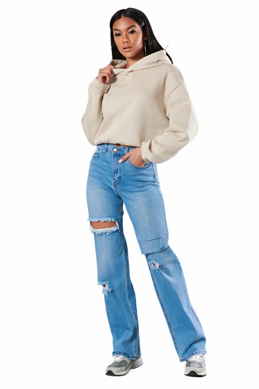 Distressed Wide Leg Jeans