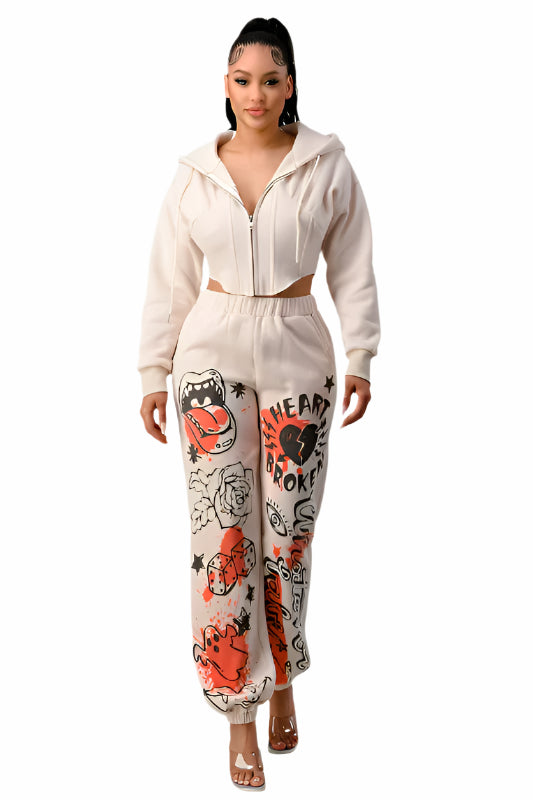 ATHINA CASUAL JACKET AND GRAPHIC PANTS SET