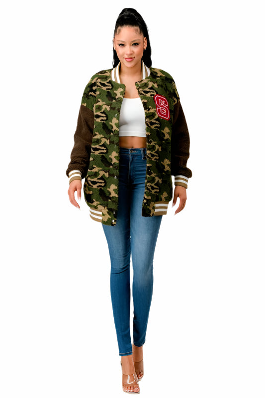 Camo Letterman Jacket