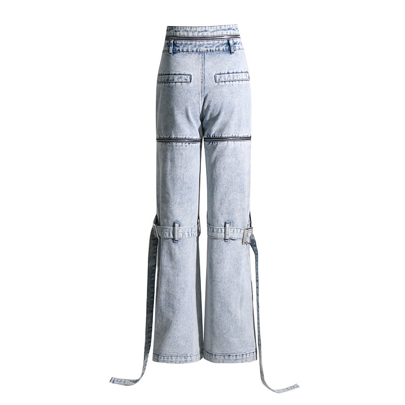 Niche Design Patchwork Pocket Jeans