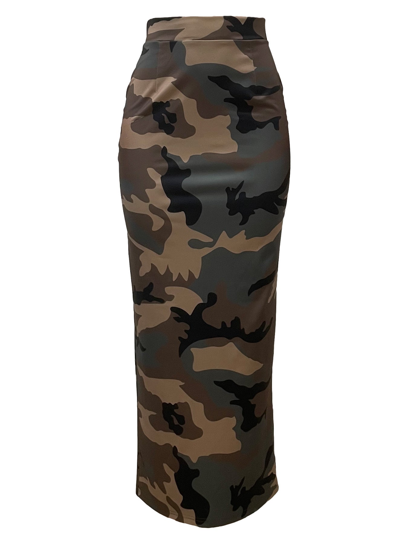 Camouflage Back Slit Skirt