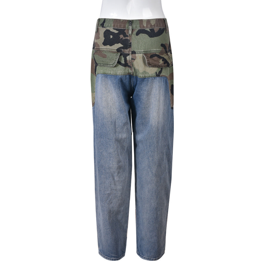 Denim Bags Straight Pants