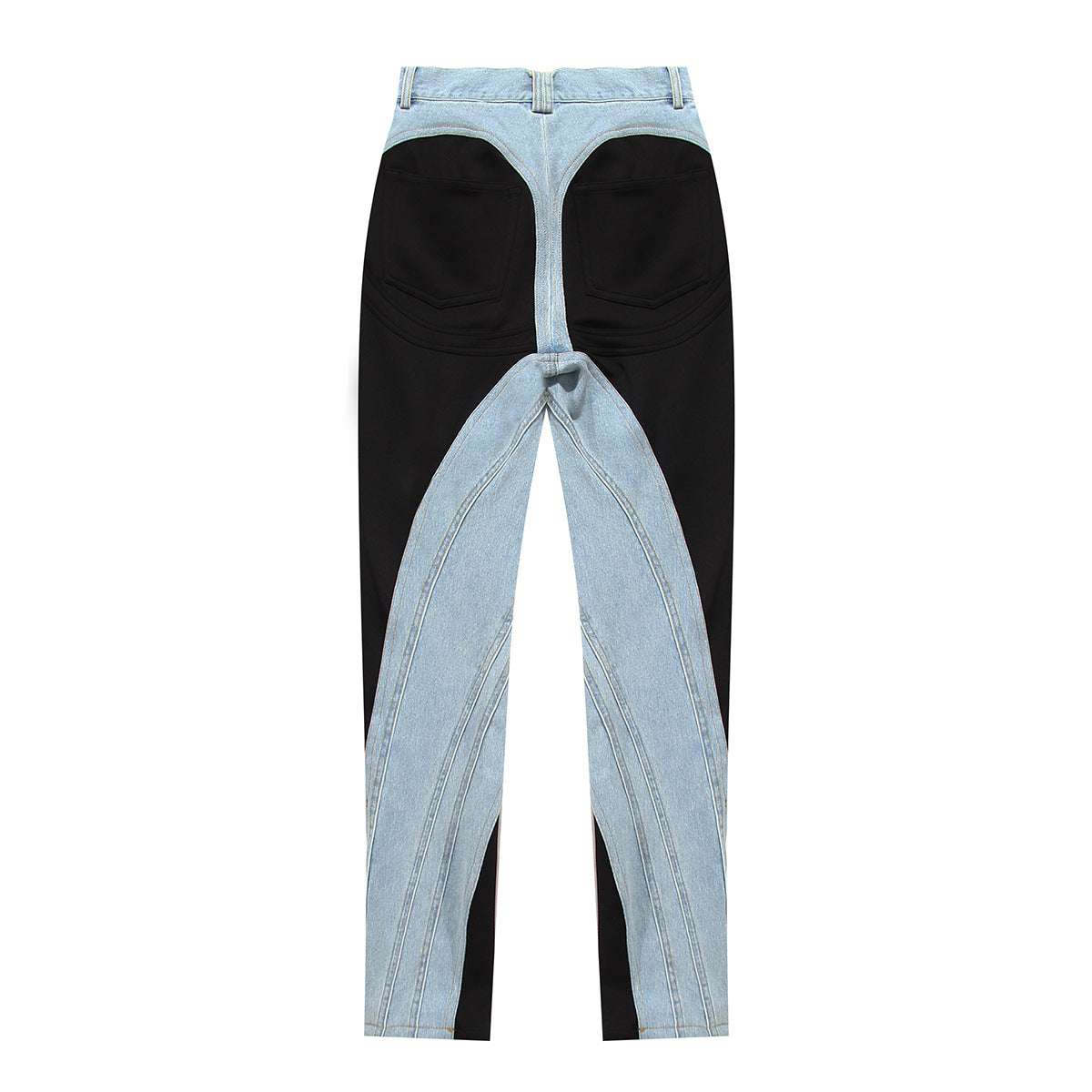 Contrast Color Light Wash Jeans