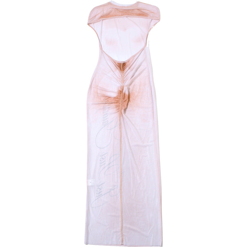 Letter Graphic Printing Slim Sheath Dress