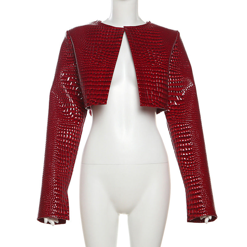 Neck Solid Color Jacket