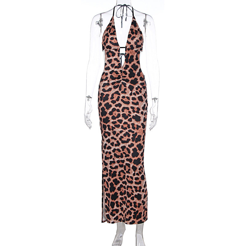 Leopard Print Lace up Dress