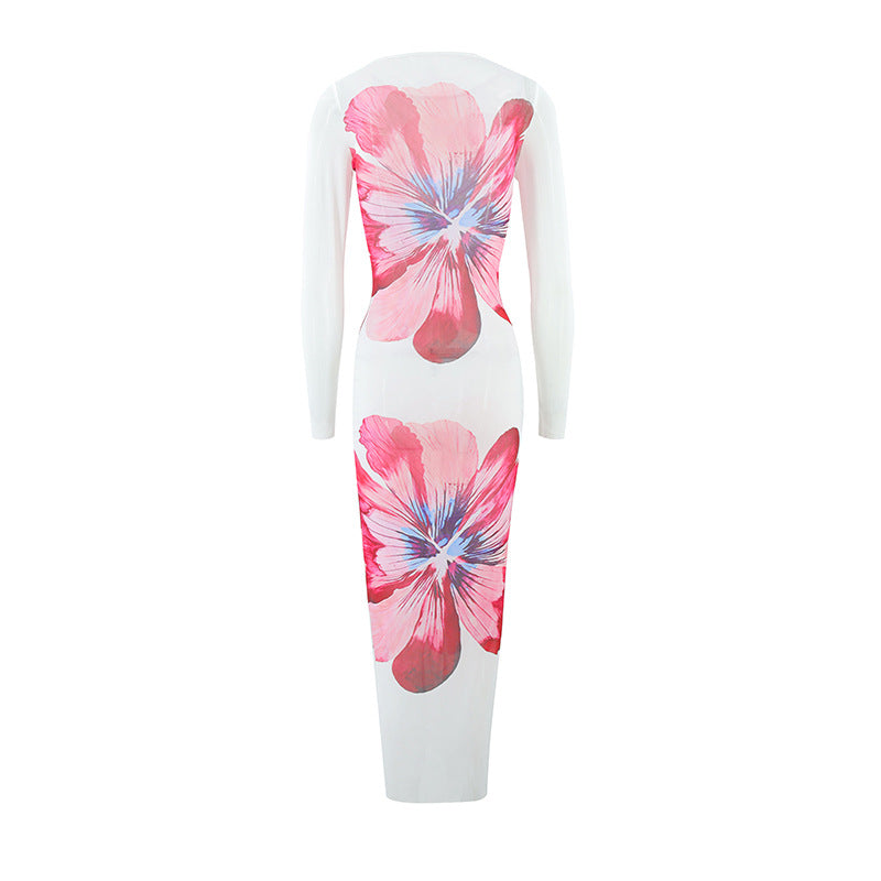 Voile Printing Sheer Dress