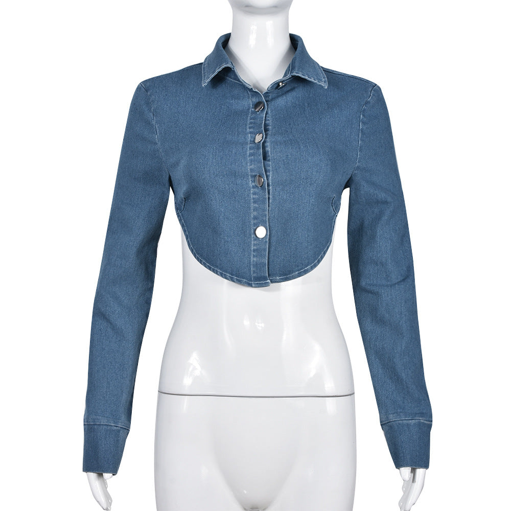 Wash Collared Denim Top