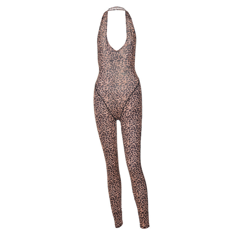 Leopard Print Slim Fit Jumpsuit