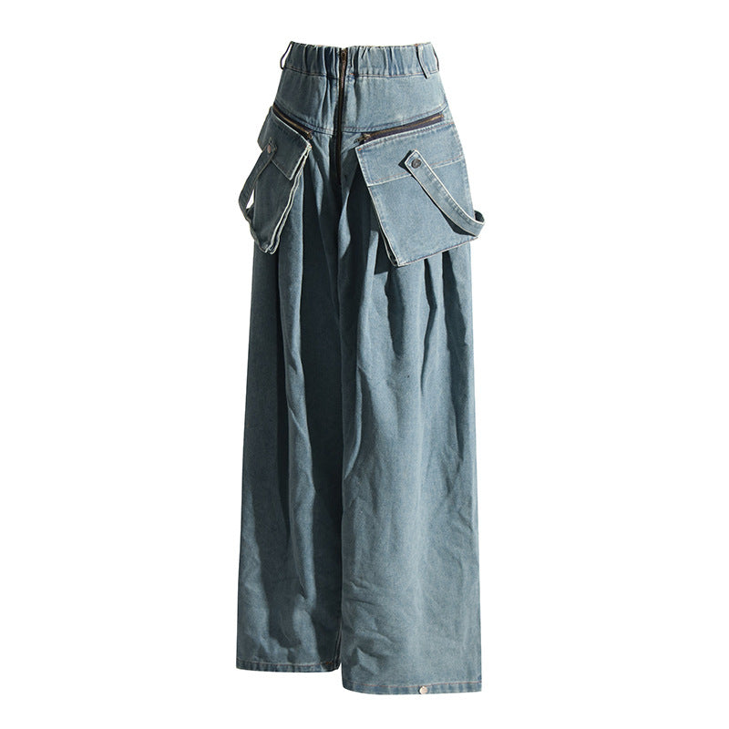 Large Pocket Decorative Wide Leg Pants