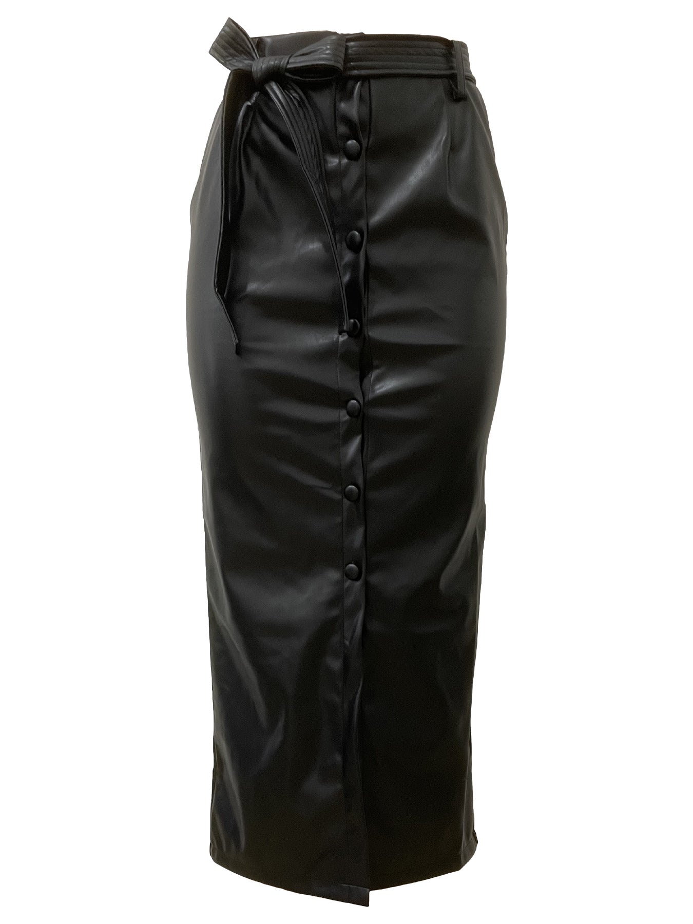 Winter Mid-Length Leather Skirt