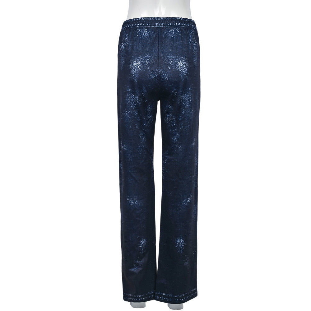 Printed High Waist Trousers