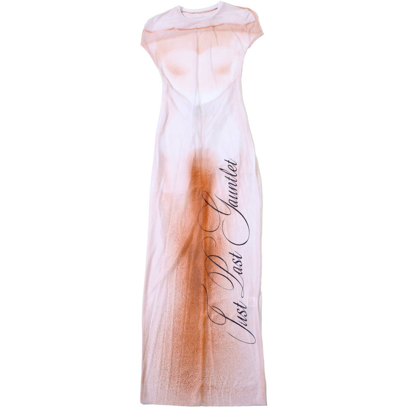 Letter Graphic Printing Slim Sheath Dress