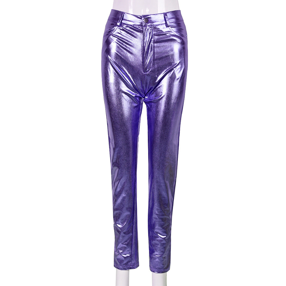 Metallic Coated Pants