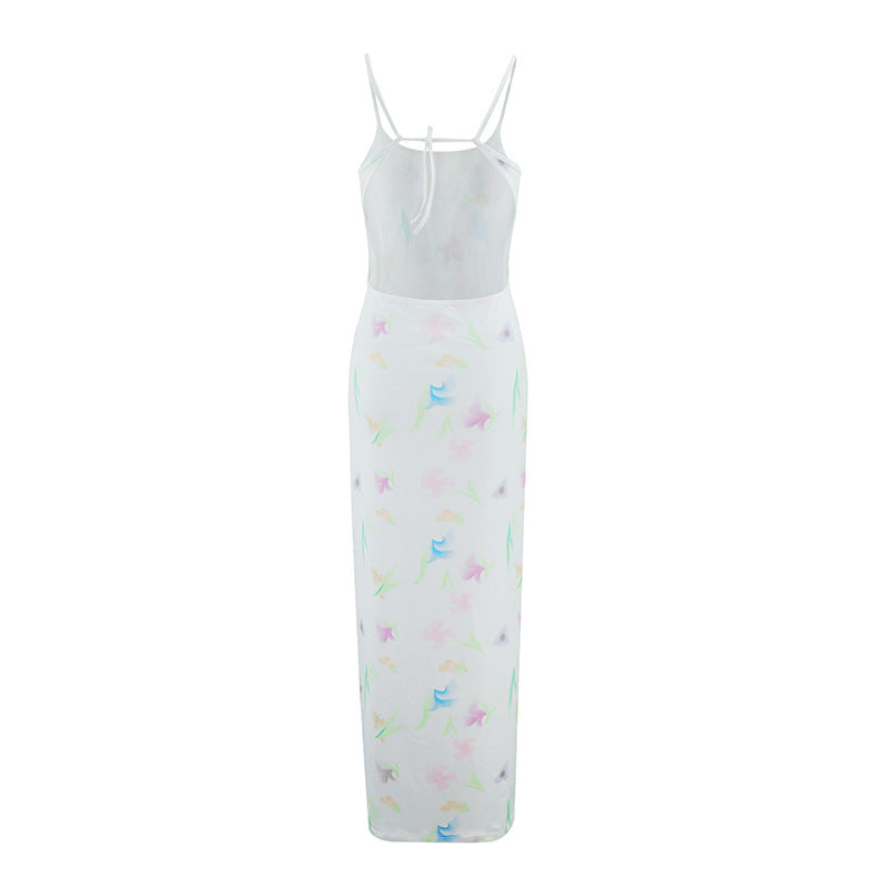 Sexy Suspenders Backless Sheath Dress