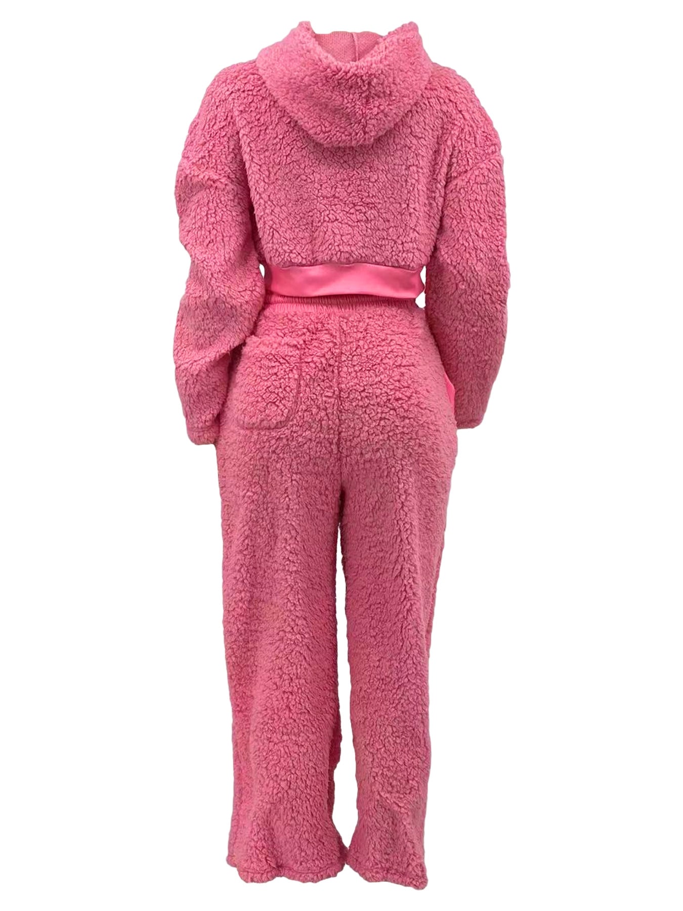 Patchwork Fluff Hooded Trouser Set