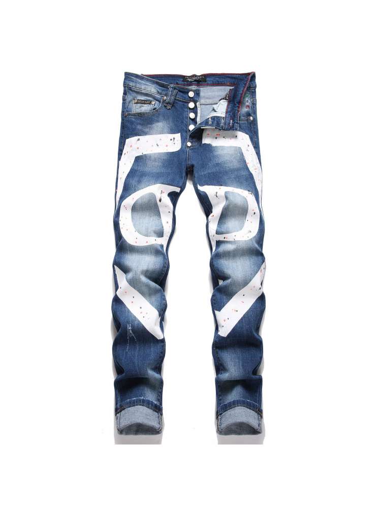 Printed Washed Jeans