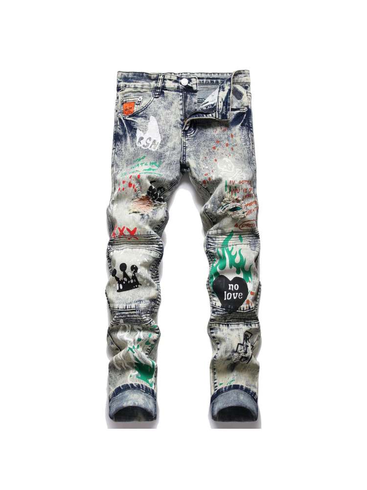 Graffiti Ripped Jeans